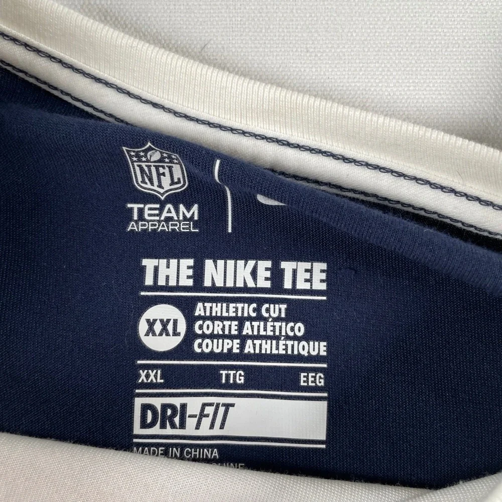 Nike New England Patriots Dri-FIT‎ Long Sleeve Shirt Mens XXL White Navy NFL Tee